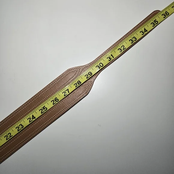 Veronica Beard Kiara Leather Belt Brown Honey Chunky Coastal Cowgirl Size L